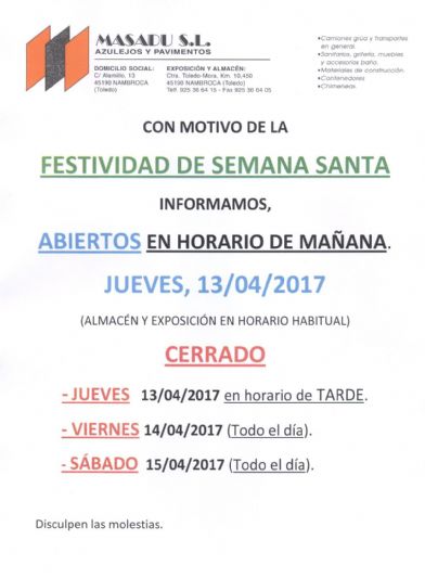 HORARIO SEMANA SANTA